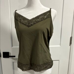 Cleo Khaki Lace Accent Camisole -size Large